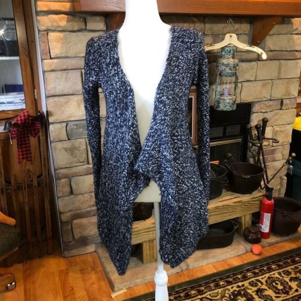 Aeropostale size small petite blue and white open front cascading shrug.